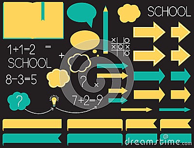 School doodles isolated on the black background_4 Vector Illustration